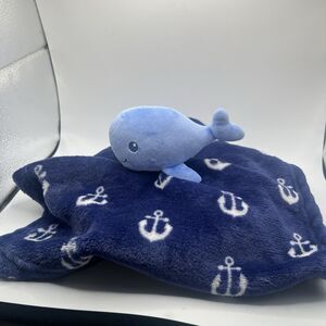 Blue Whale Lovey Security  Blanket Plush HB Hudson Anchors
